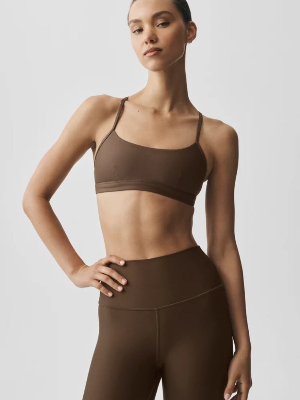 Alo Yoga Airlift Intrigue Bra Espresso Brown XS NWT